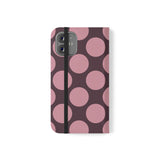 Peněženkový kryt z veganské kůže pro iPhone 12 Mini – růžovošvestkový design s motivem Polka Dot
