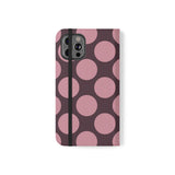 Peněženkový kryt z veganské kůže pro iPhone 12 Pro – růžovošvestkový design s motivem Polka Dot