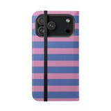 Peněženka z veganské kůže pro iPhone 17 Pro Max - pruhovaný design Periwinkle Dream