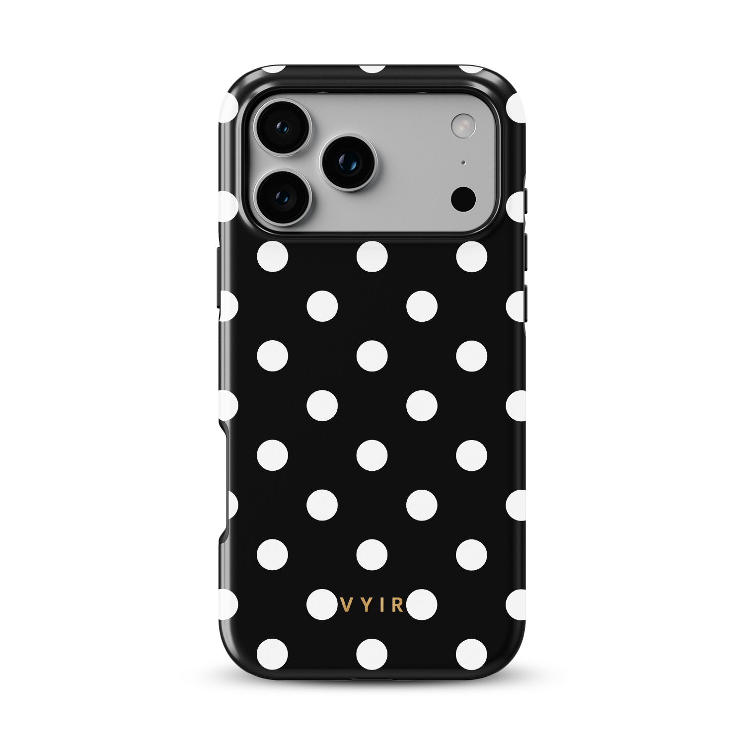 Classic Polka Dots, Black Noir - Shockproof MagSafe iPhone Case - VYIR