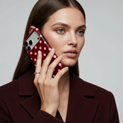 Classic Polka Dots, Burgundy - Shockproof Phone Case - VYIR