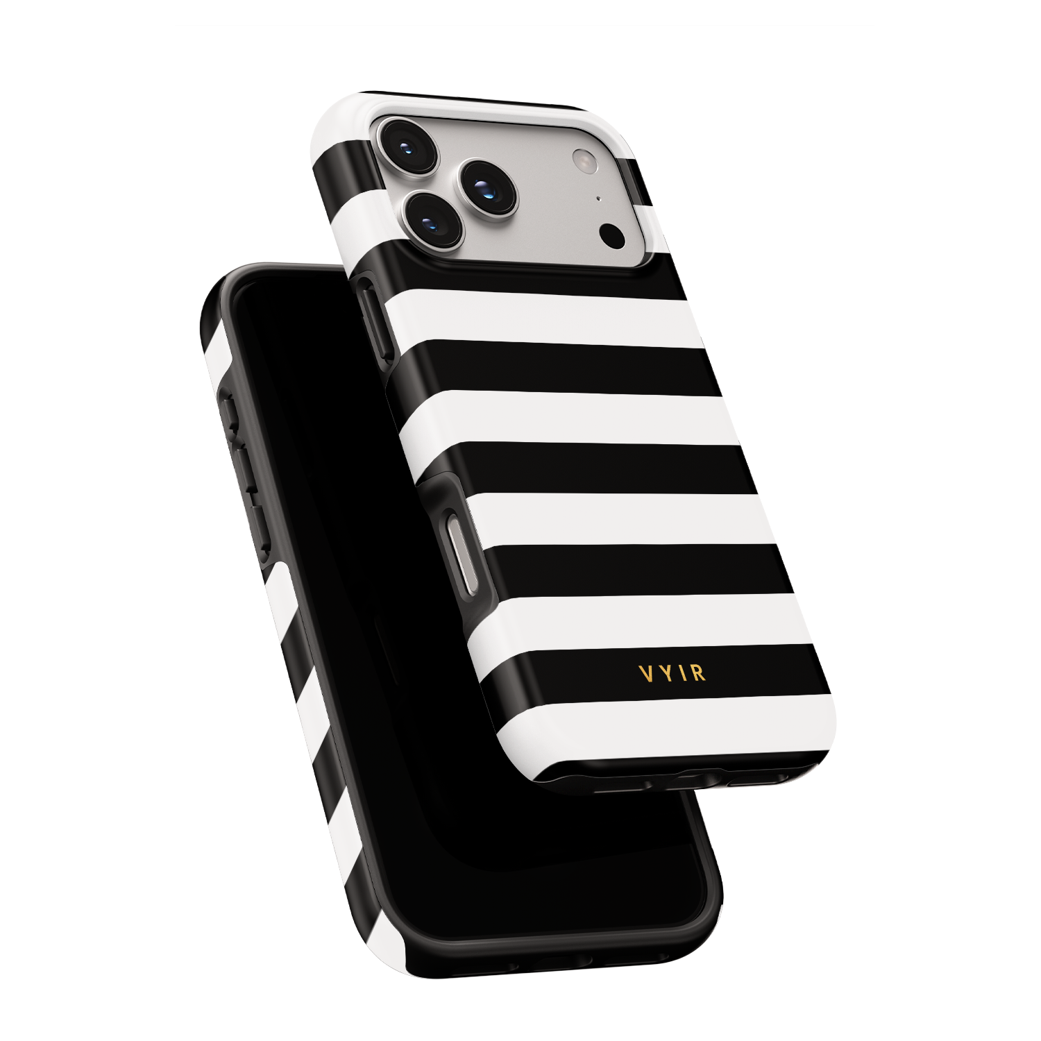 Horizontal Stripes, Black and White - Shockproof MagSafe iPhone Case - VYIR