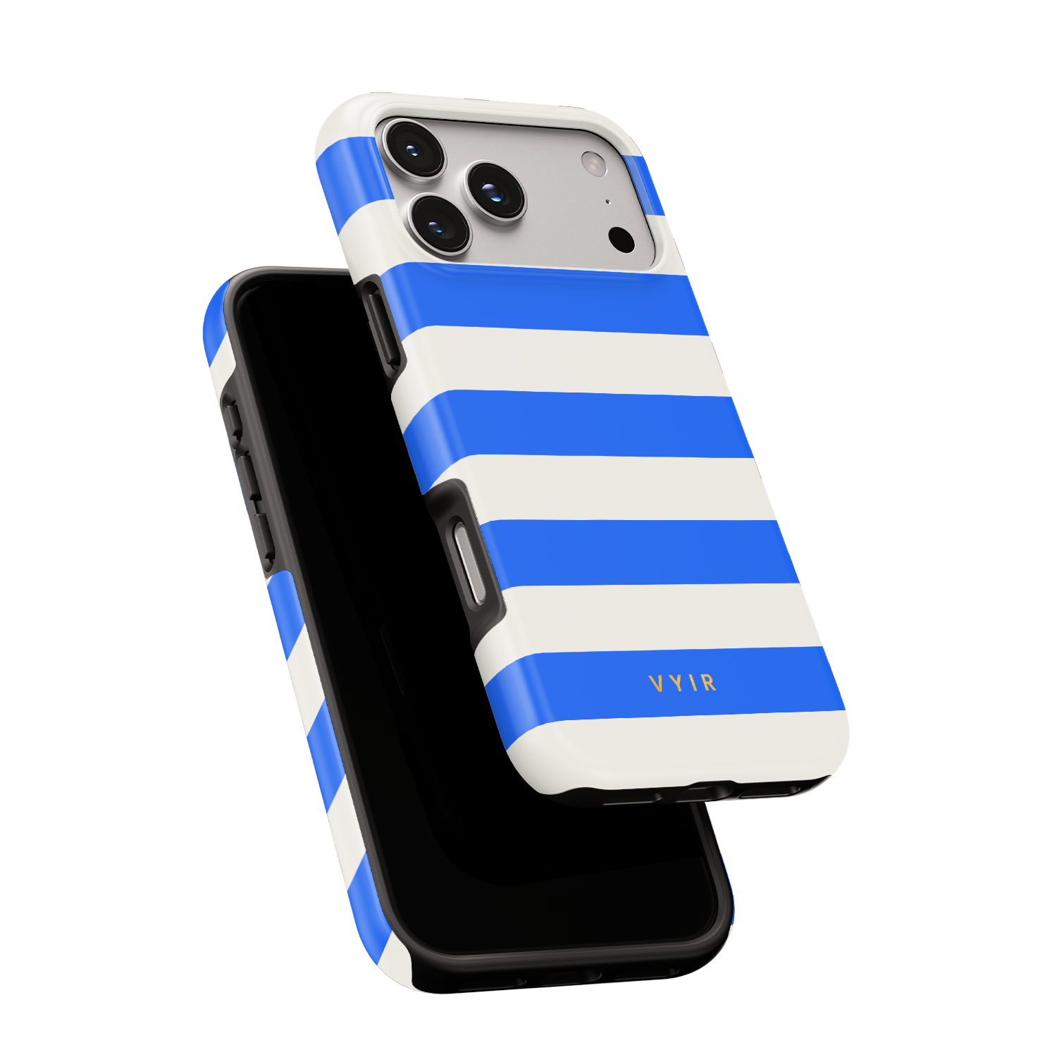 Horizontal Stripes, Riviera Blue - Shockproof Phone Case - VYIR