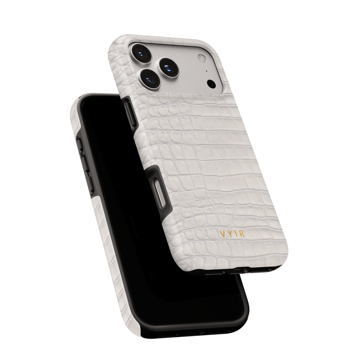 Croc Leather Print White - Shockproof Phone Case - VYIR