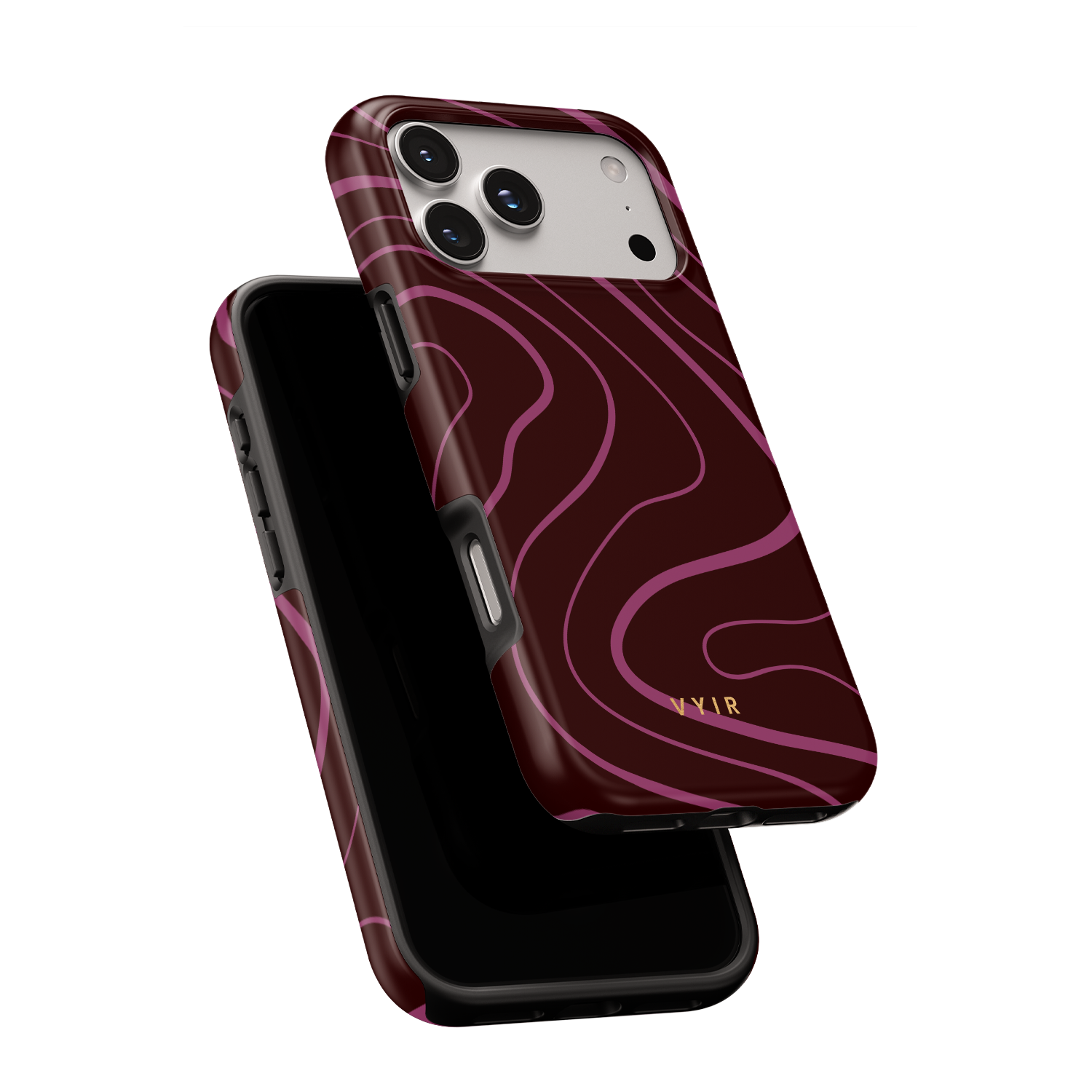 Swirl Lines, Burgundy - Shockproof MagSafe iPhone Case - VYIR