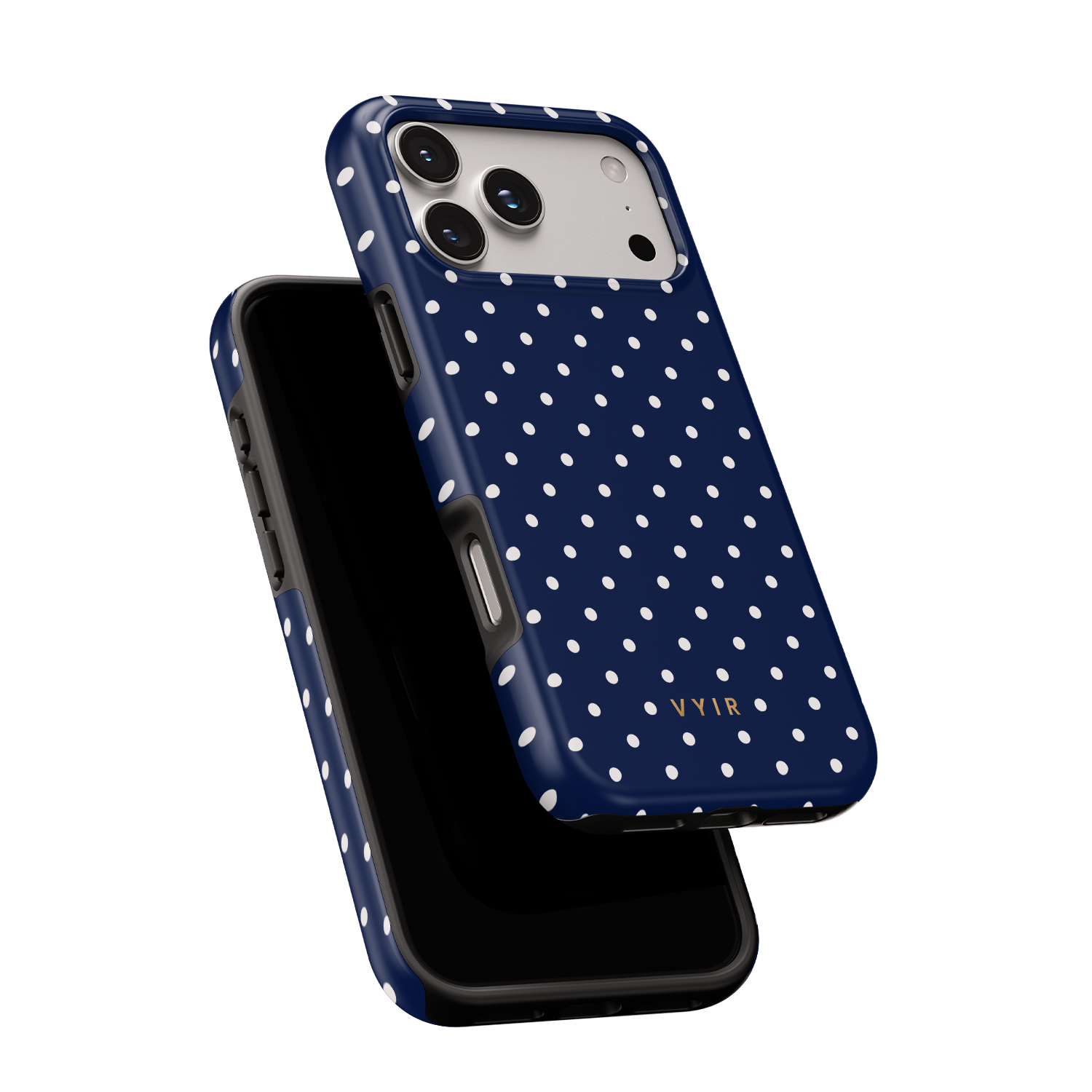 Tiny Polka Dots, Navy Blue - Shockproof MagSafe iPhone Case - VYIR