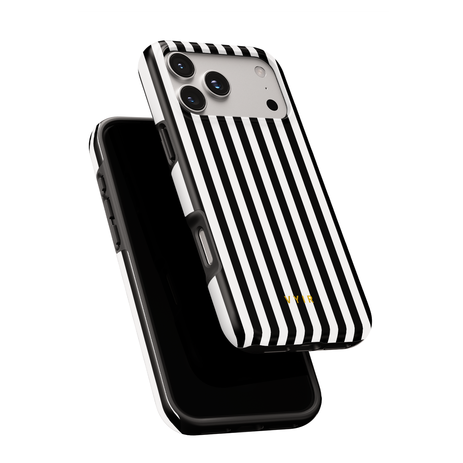 Vertical Stripes, Black and White - Shockproof Phone Case - VYIR