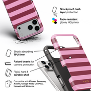 Horizontal Stripes, Candy Pink - Shockproof Phone Case - VYIR