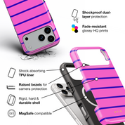 Horizontal Stripes, Pink Curtains - Shockproof MagSafe iPhone Case - VYIR
