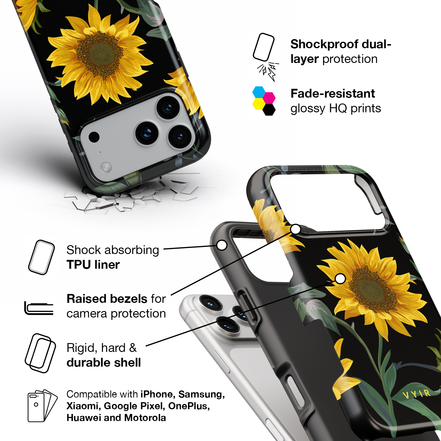 Golden Sunflower - Shockproof Phone Case - VYIR