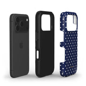 Tiny Polka Dots, Navy Blue - Shockproof Phone Case - VYIR