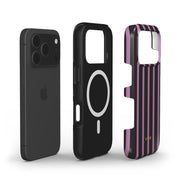 Luxe Stripes, Plum - Shockproof MagSafe iPhone Case - VYIR